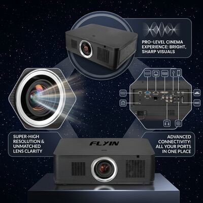 Flyin-K1200U 12000 Ansi Lumens WUXGA 3LCD جهاز عرض ليزر 1.8x تكبير كهربائي HDBaseT لقاعة كبيرة