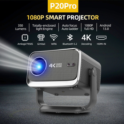 FLYIN P20 Pro 4K 350Lms 1080P Full HD Projector العدسة ذاتية التركيز مصباح LCD أندرويد 13 Airplay استخدام المسرح المنزلي المحمول